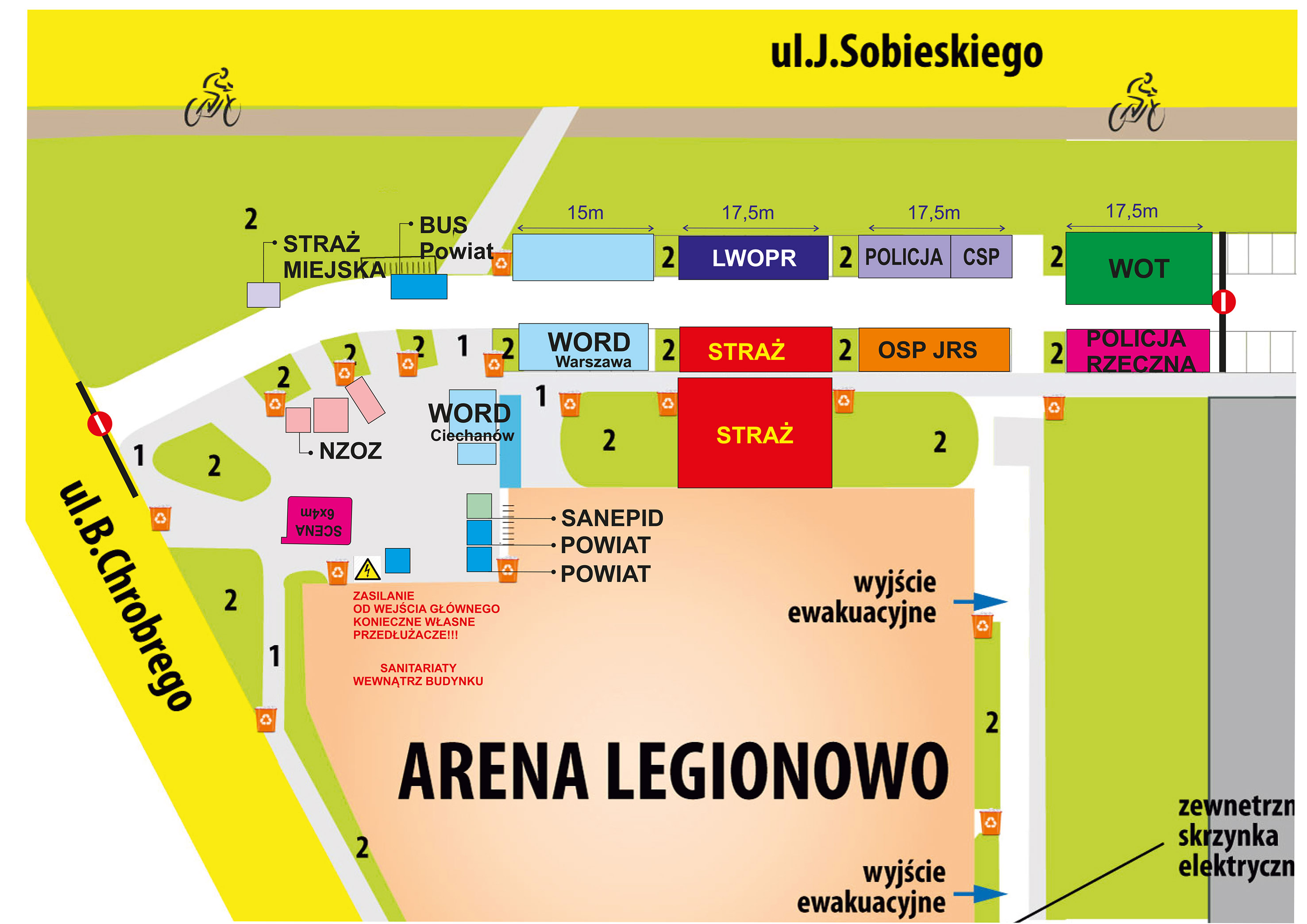 Plan stoisk na 3. Rodzinnym Pikniku Bezpieczny Powiat 